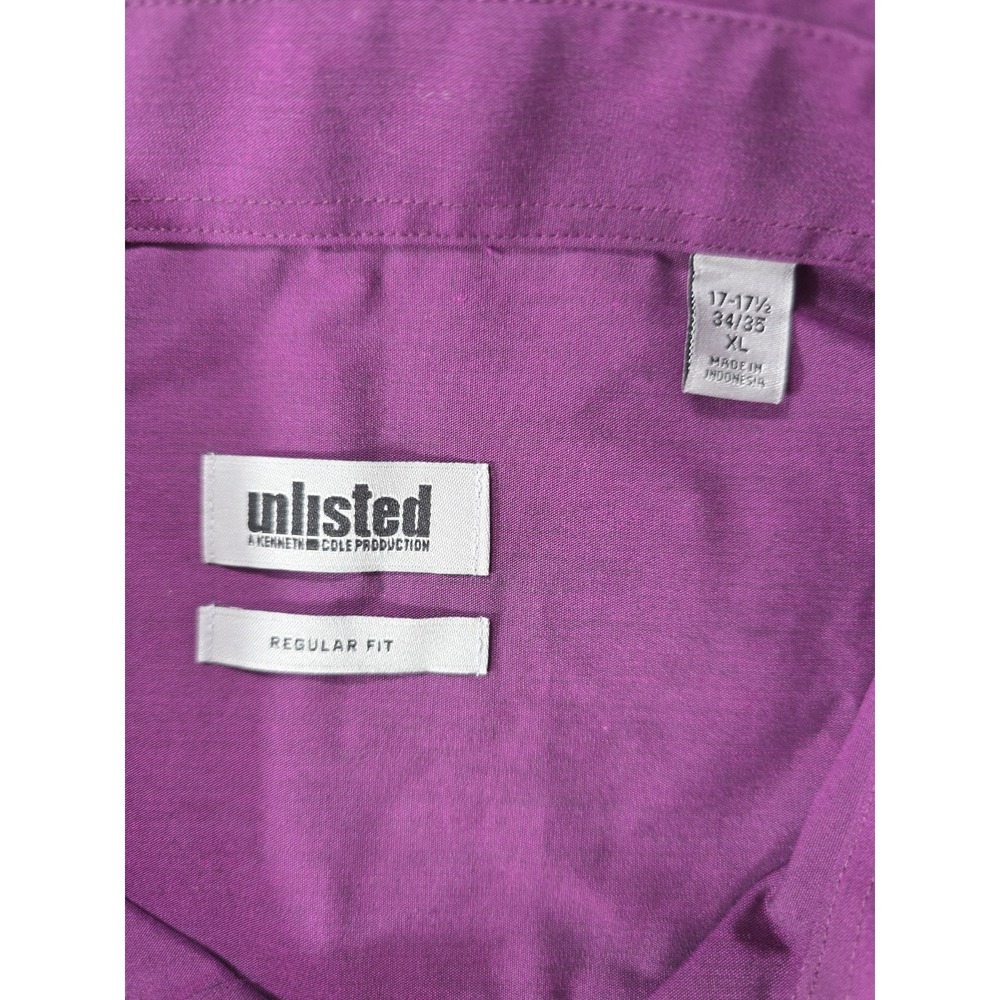 Unlisted Men XL Raspberry Purple Dress Shirt NWT Regular Fit 17-17.5 - Picture 5 of 11